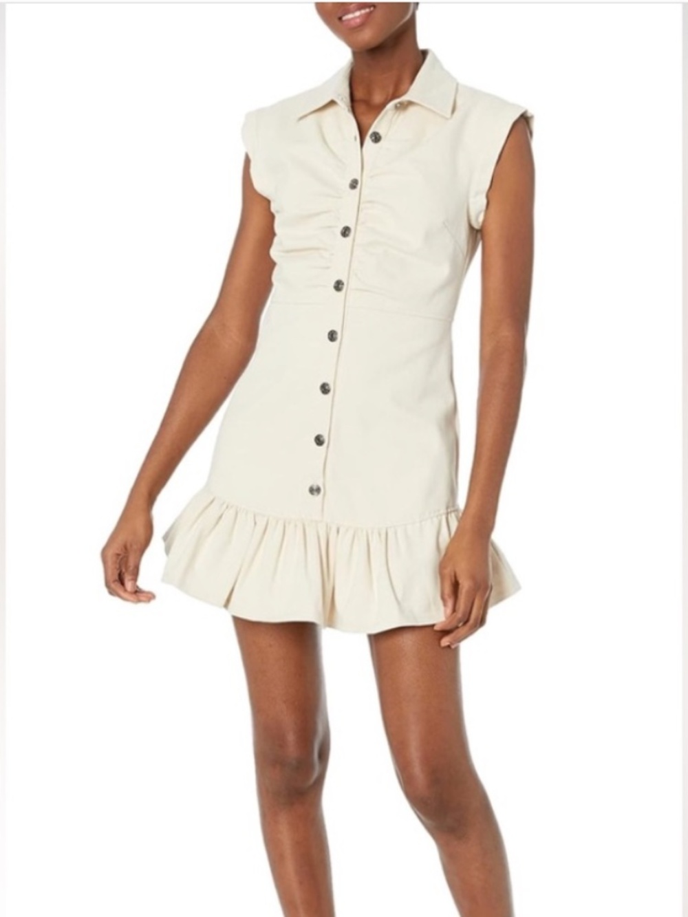 Likely Likely Ruby 100% Cotton Ivory Ruffle Mini Dress Size 4